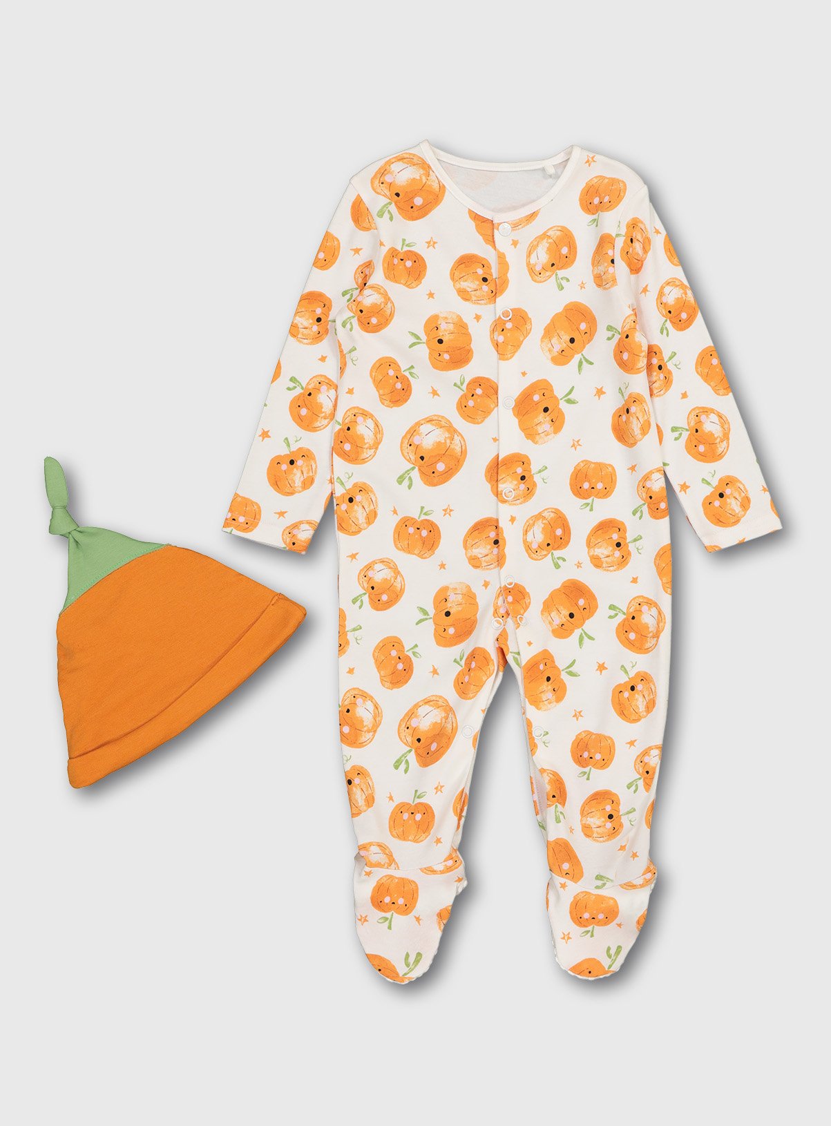 Baby Halloween Pumpkin Sleepsuit \u0026 Hat 
